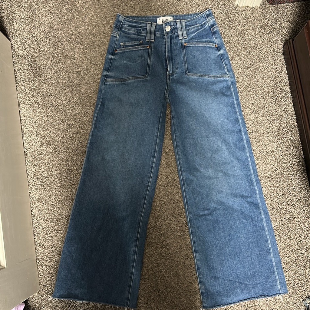 Paige Blue Wide Leg Denim Jeans